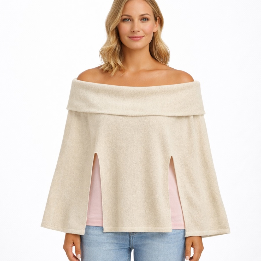 Alpaca International 100% Baby Alpaca Cream Poncho NWT Made in Peru